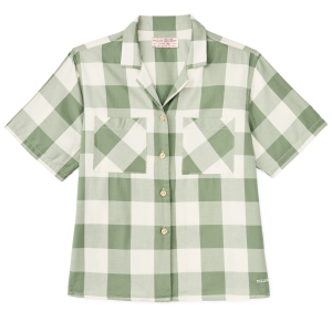Women's Short Sleeve Camp Shirt - Hedge Green / White Plaid