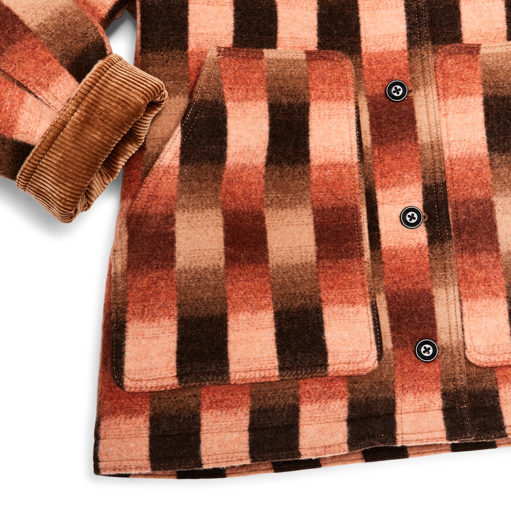 Women's Blanket Wool Barn Coat - Sunset Ombre Plaid - Image 4