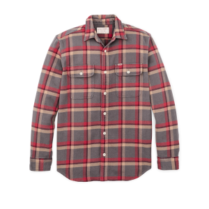Vintage Flannel Work Shirt - Gray / Red / Multi Plaid