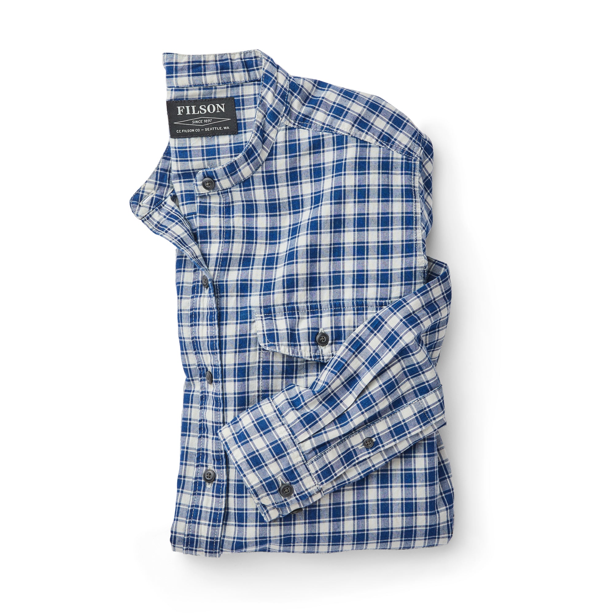 Women's Kadin Island Shirt - Indigo/cream Plaid - Image 6
