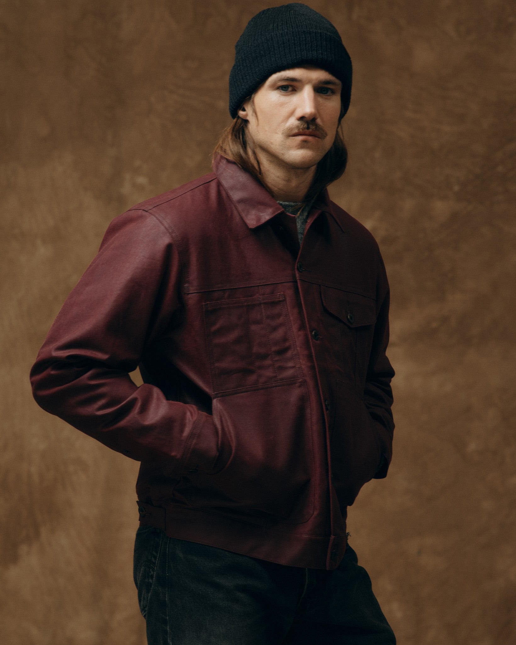 Tin Cloth Short Lined Cruiser Jacket - Fired Brick - Image 5