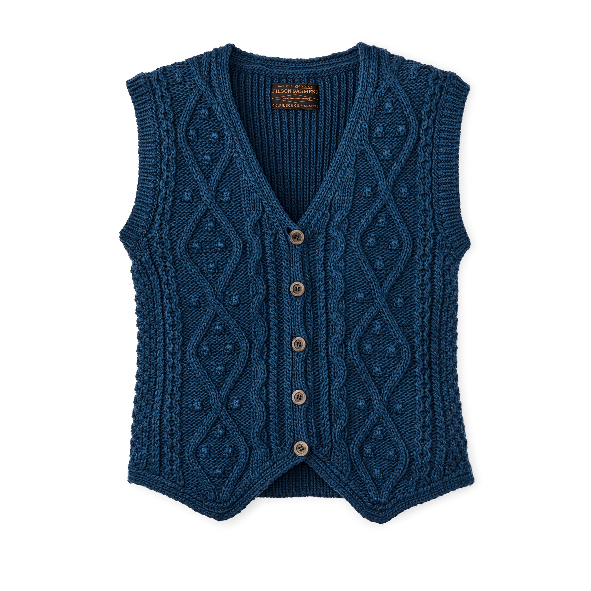 Women's Rustic Cable Knit Vest - Deep Blue