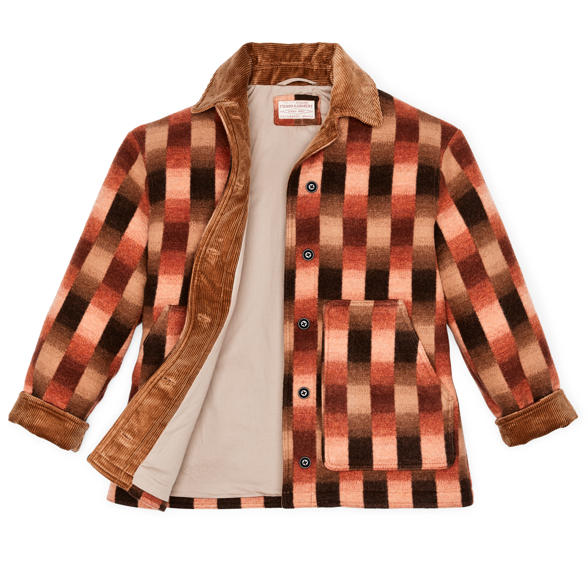 Women's Blanket Wool Barn Coat - Sunset Ombre Plaid - Image 3