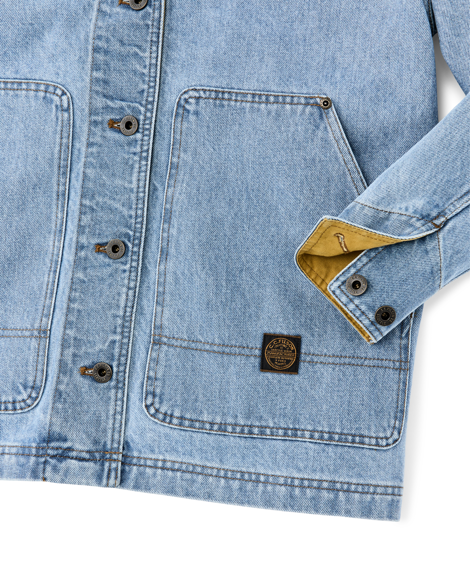 Women's Denim Barn Coat - Stone Wash Indigo - Image 6