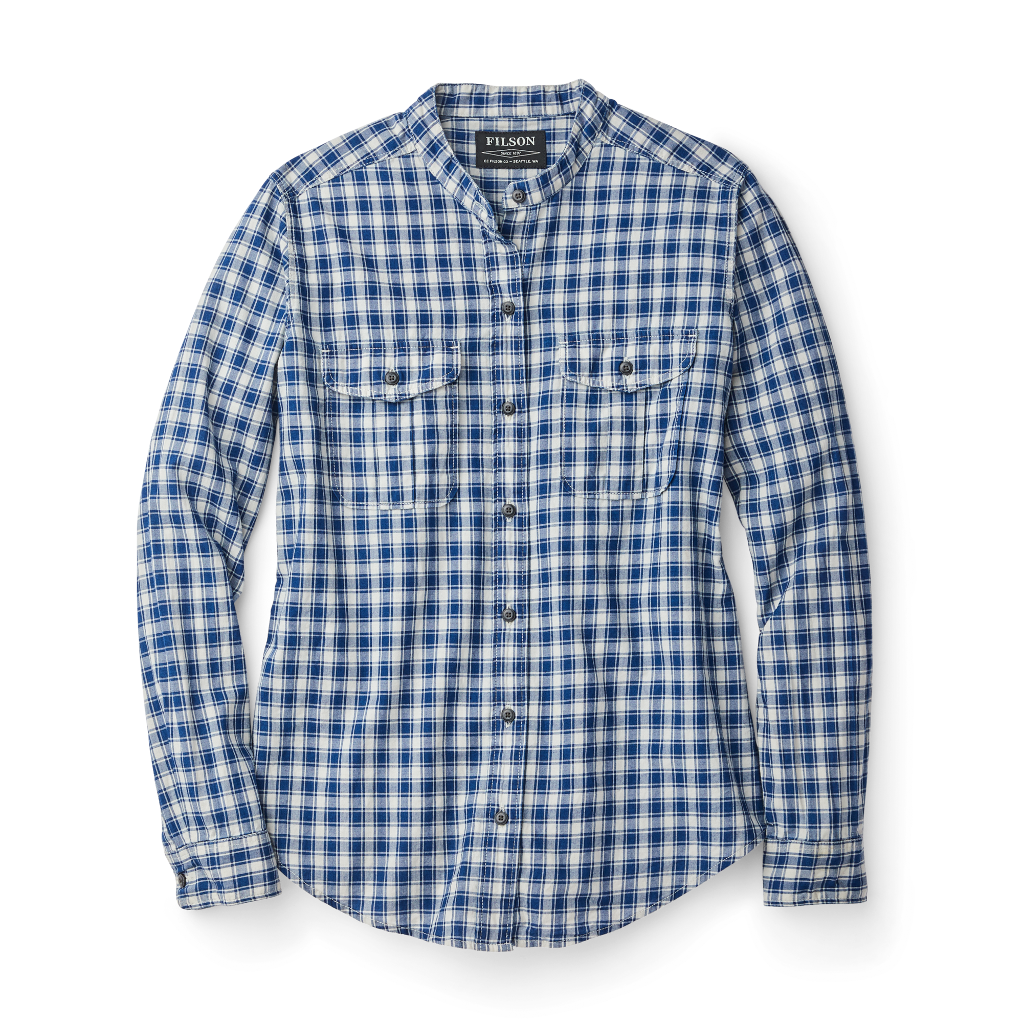 Women's Kadin Island Shirt - Indigo/cream Plaid - Image 2