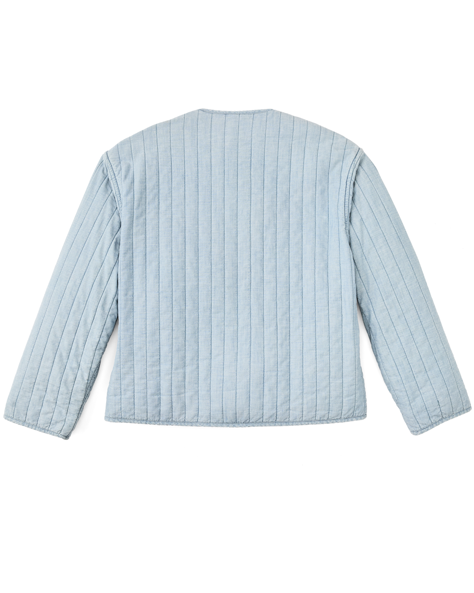 Women's Chambray Quilted Jacket - Light Indigo Chambray - Image 2