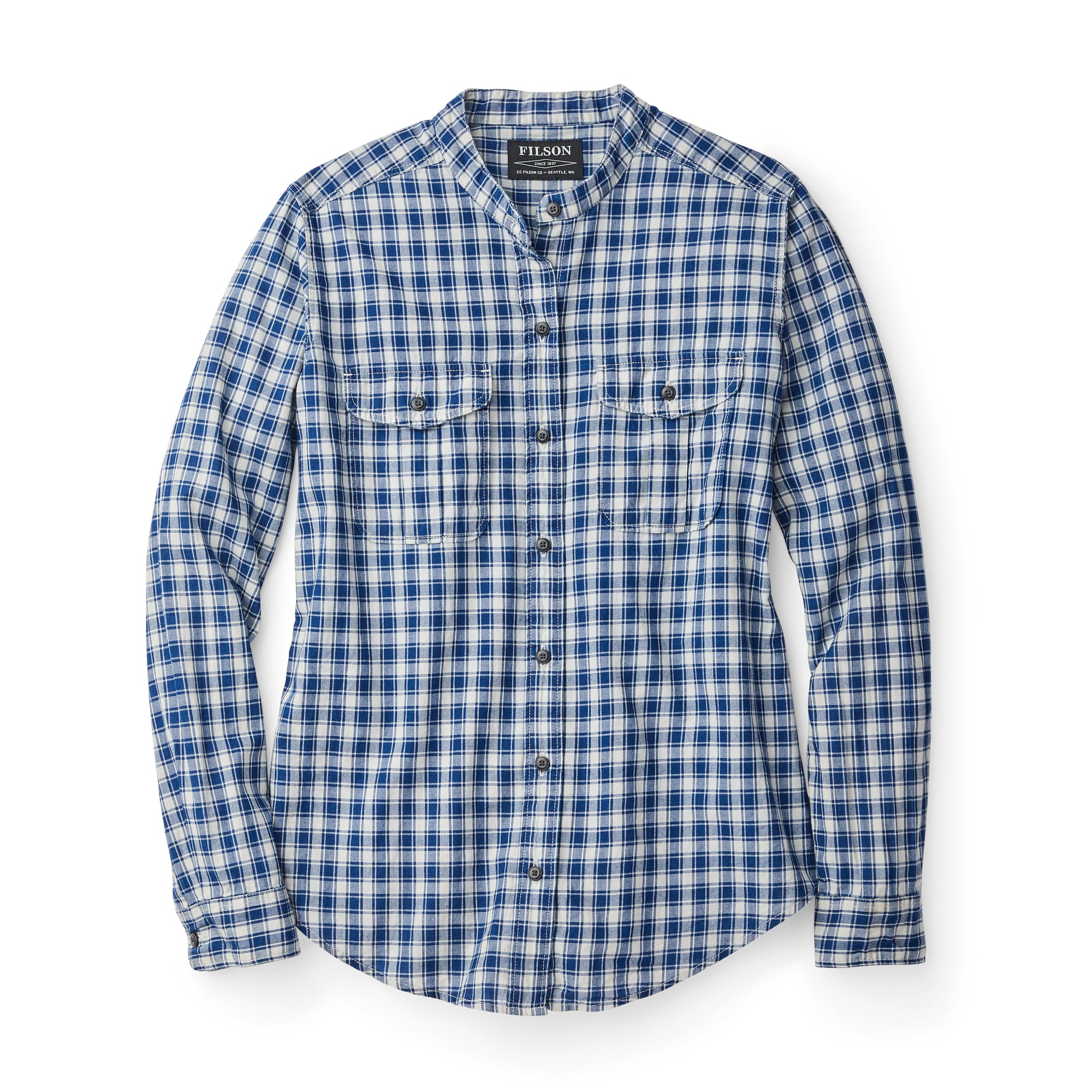 Women's Kadin Island Shirt - Indigo/cream Plaid