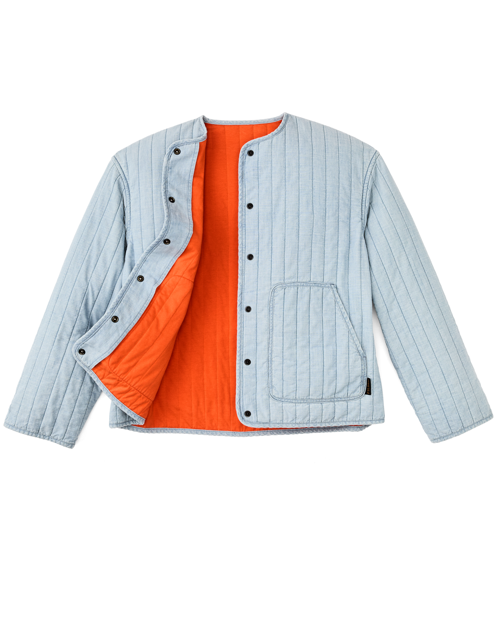 Women's Chambray Quilted Jacket - Light Indigo Chambray - Image 3