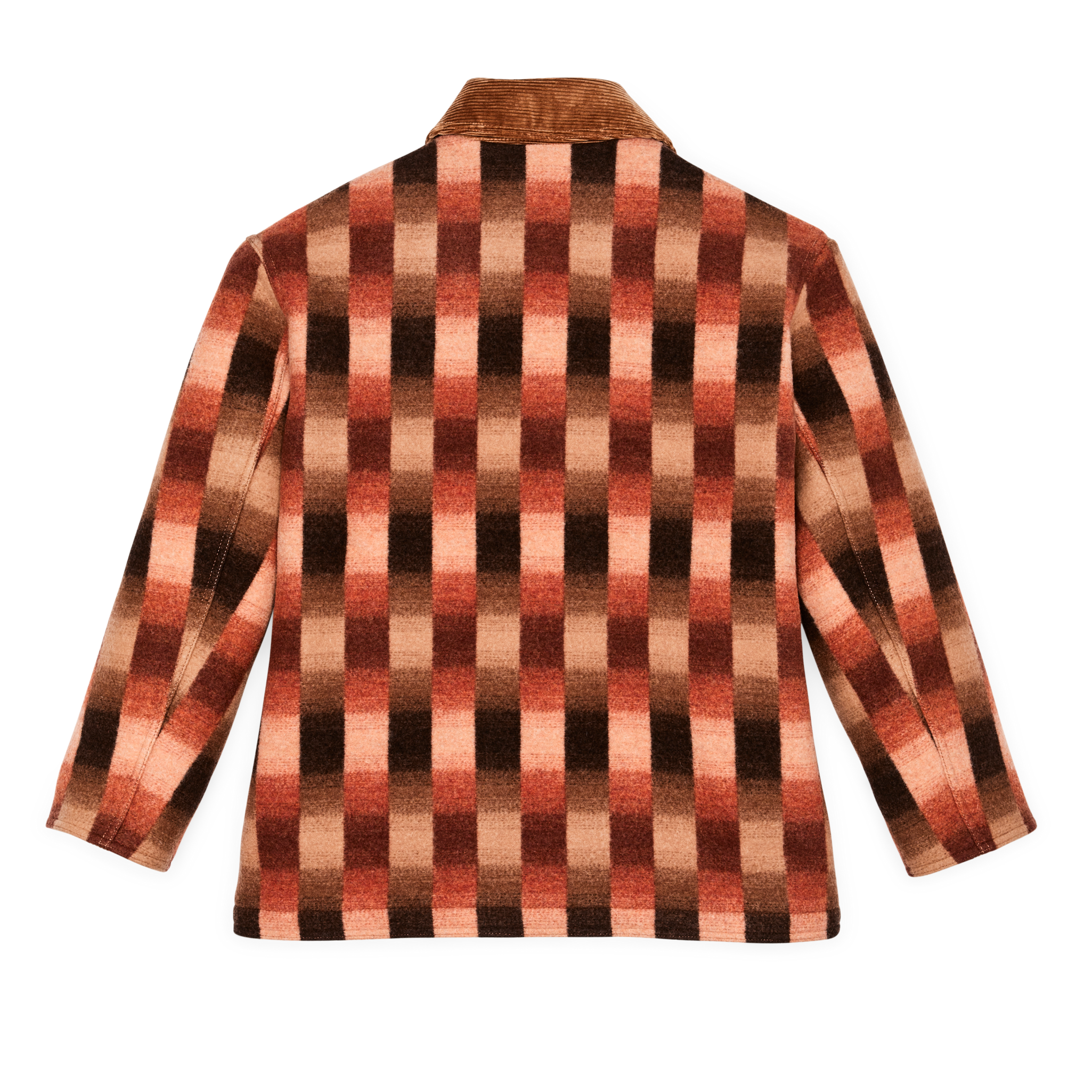 Women's Blanket Wool Barn Coat - Sunset Ombre Plaid - Image 14